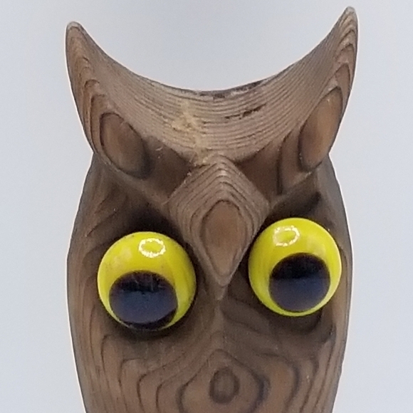 Vintage Owl Collection Otagiri Stoneware Bronze Pair Cryptomeria Wood Figurine - Picture 14 of 16